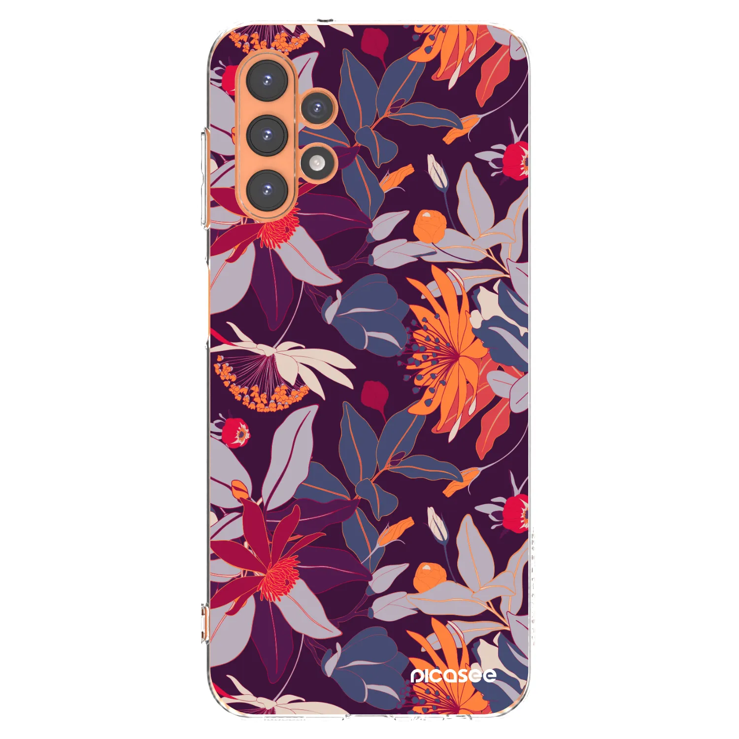 Picasee silikónový prehľadný obal pre Samsung Galaxy A13 5G - Purple Leaf