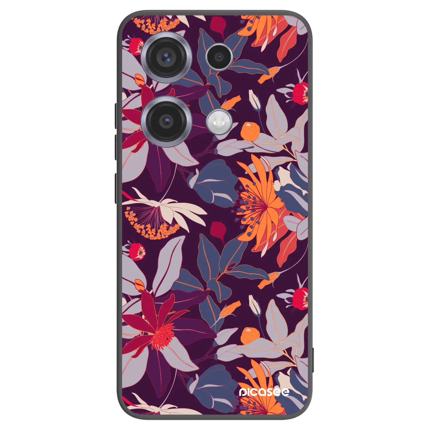 Picasee silikónový čierny obal pre Xiaomi Redmi Note 14S - Purple Leaf