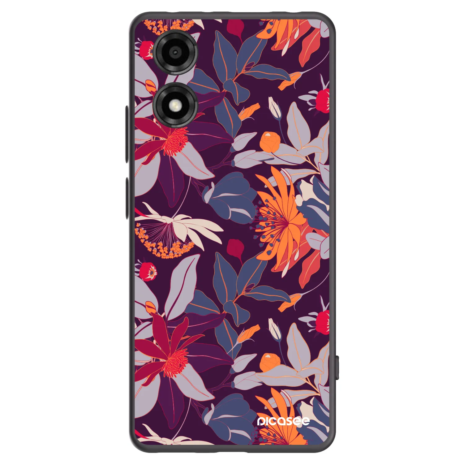 Picasee silikónový čierny obal pre Motorola Moto E14 - Purple Leaf