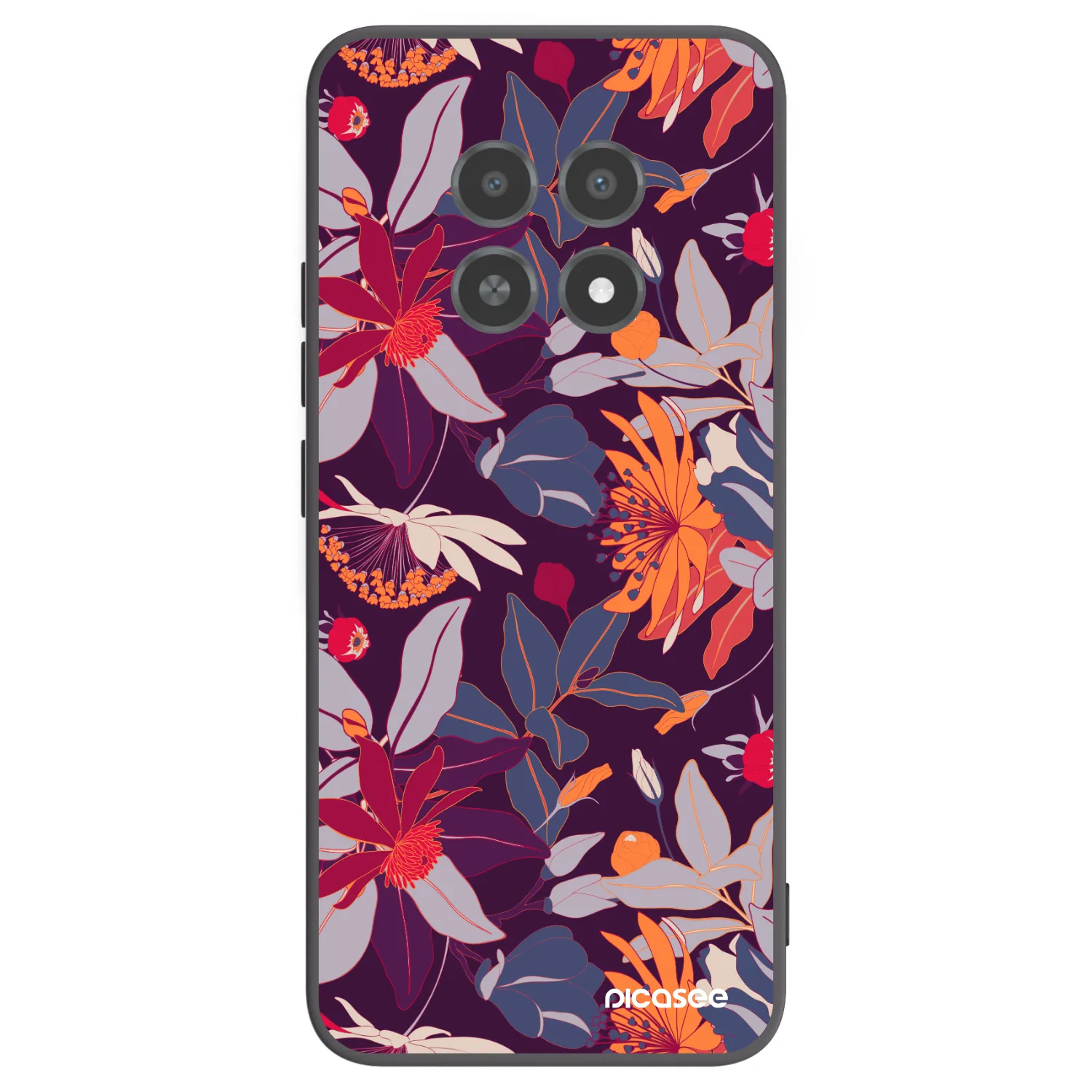 Picasee silikónový čierny obal pre Realme 12X - Purple Leaf
