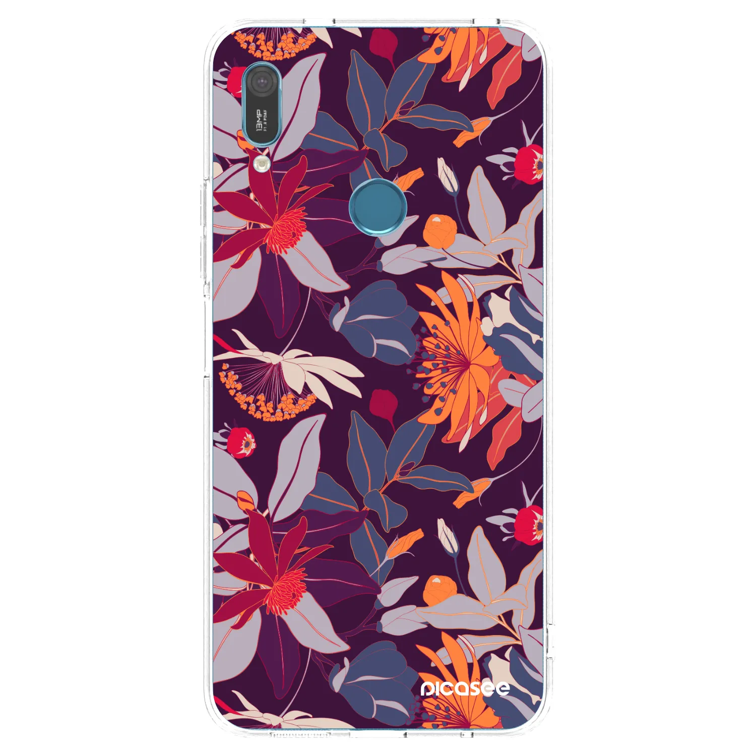 Picasee silikónový prehľadný obal pre Huawei Y6 2019 - Purple Leaf