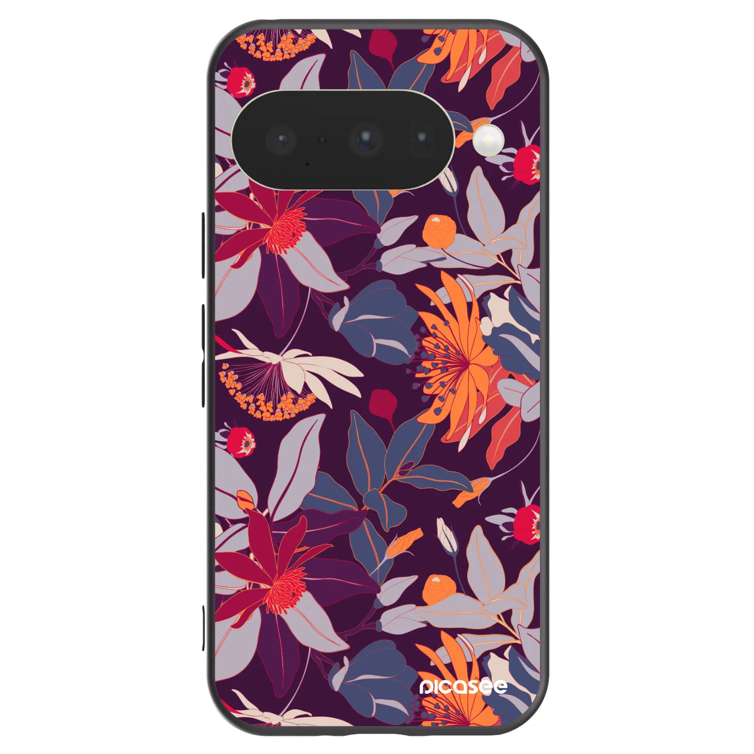 Picasee silikónový čierny obal pre Google Pixel 10 - Purple Leaf