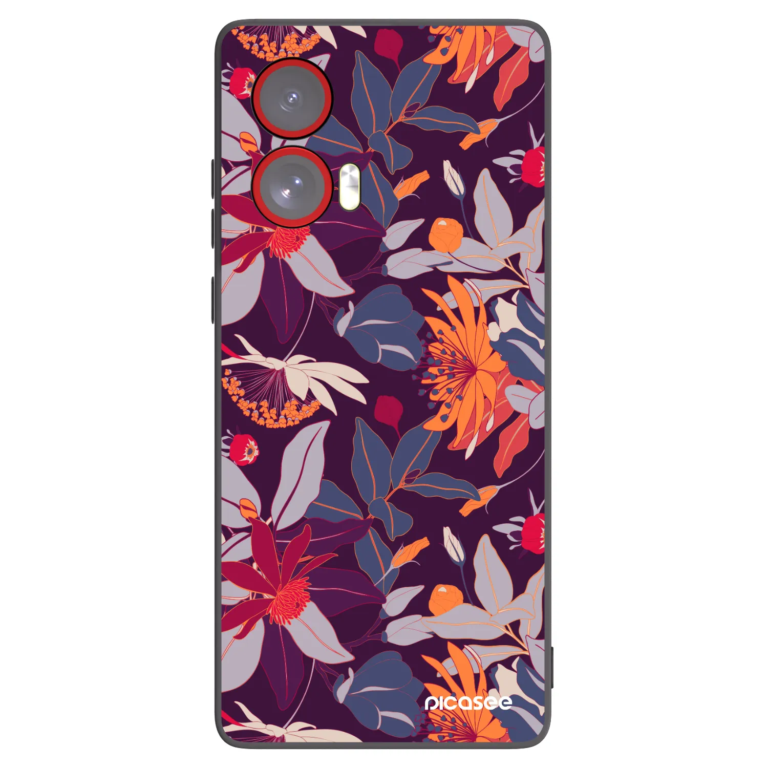 Silikónový čierny obal pre Motorola Edge 50 Fusion - Purple Leaf