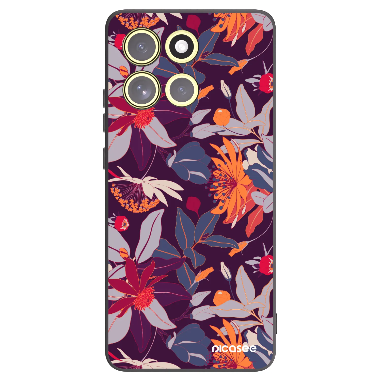 Picasee silikónový čierny obal pre Motorola Moto G86 Power 5G - Purple Leaf