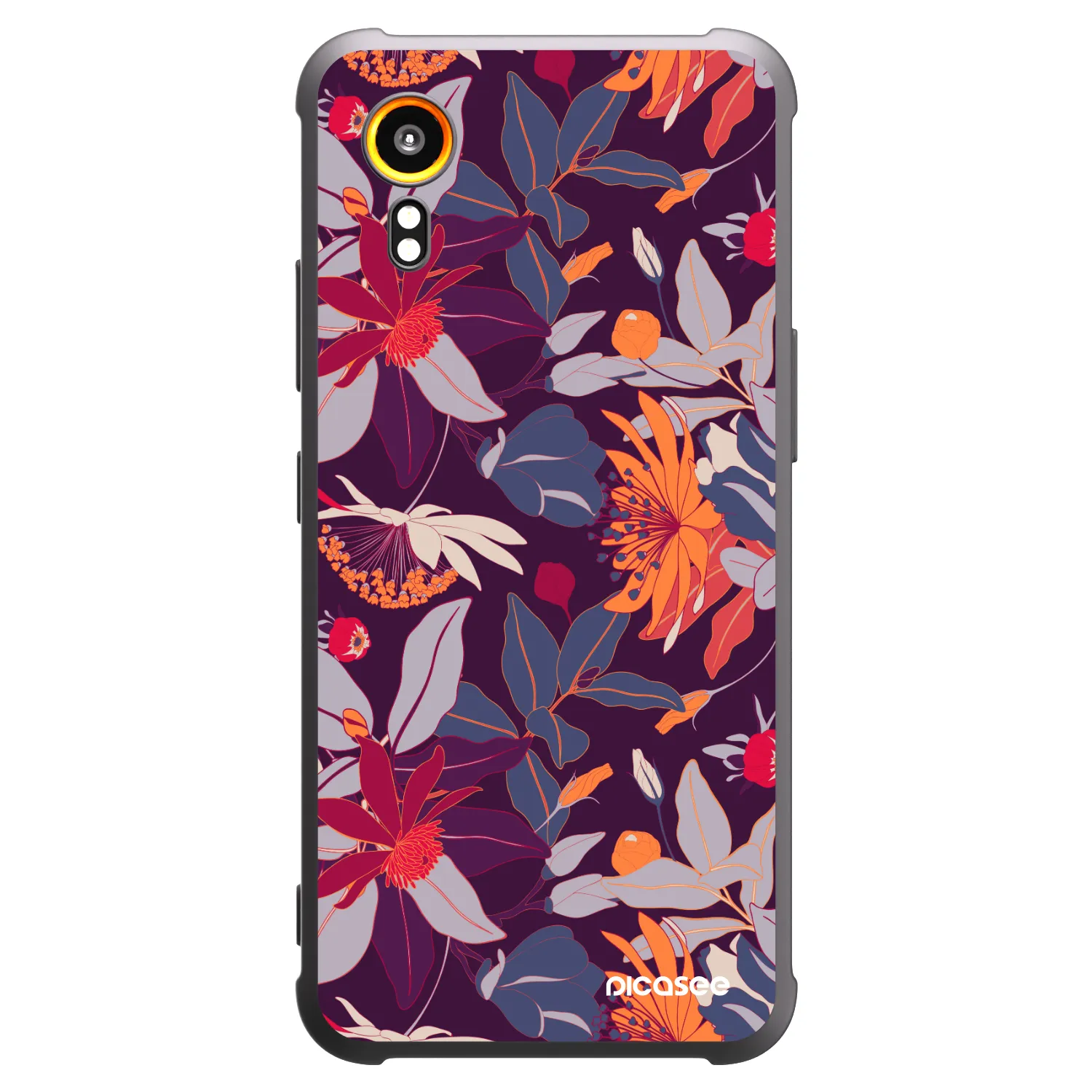 Picasee silikónový čierny obal pre Samsung Galaxy Xcover 7 - Purple Leaf