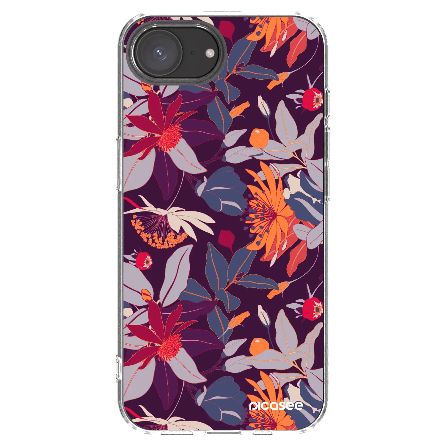 Picasee silikónový prehľadný obal pre Apple iPhone 17e - Purple Leaf