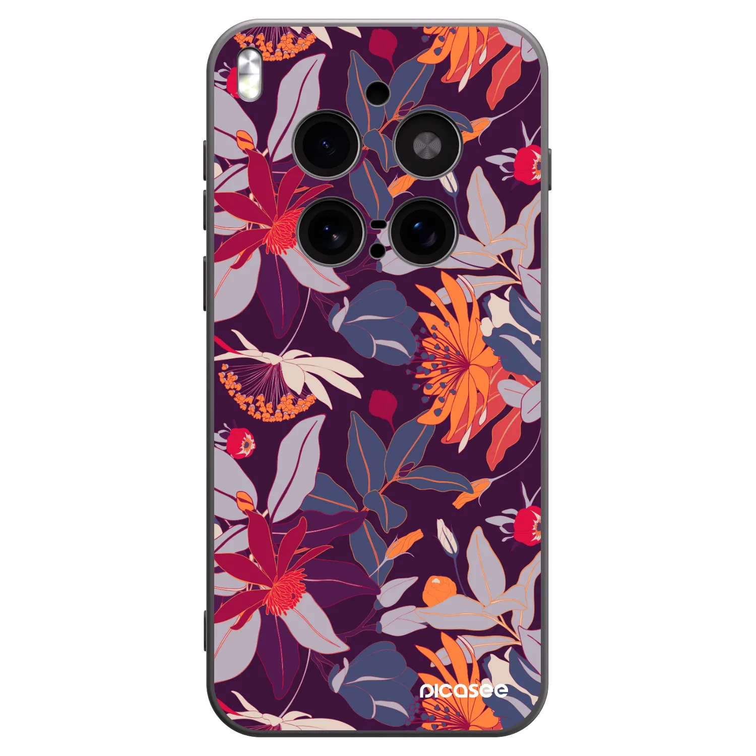 Picasee silikónový čierny obal pre Vivo X300 Pro - Purple Leaf