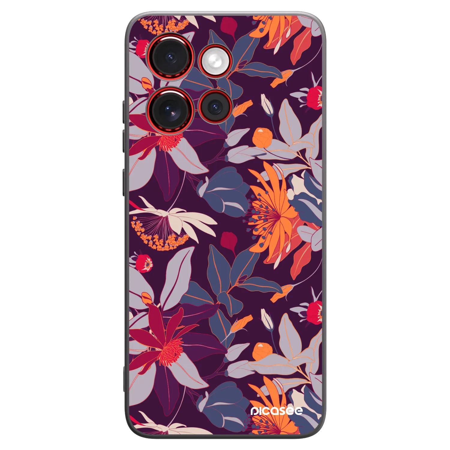 Picasee silikónový čierny obal pre Motorola Edge 60 Neo 5G - Purple Leaf