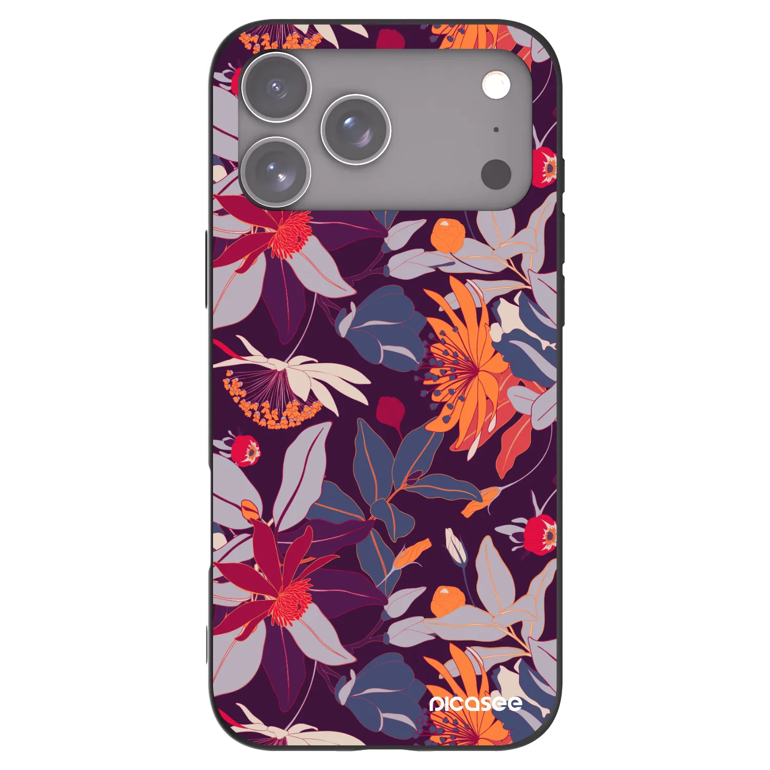 Picasee silikónový čierny obal pre Apple iPhone 18 Pro Max - Purple Leaf