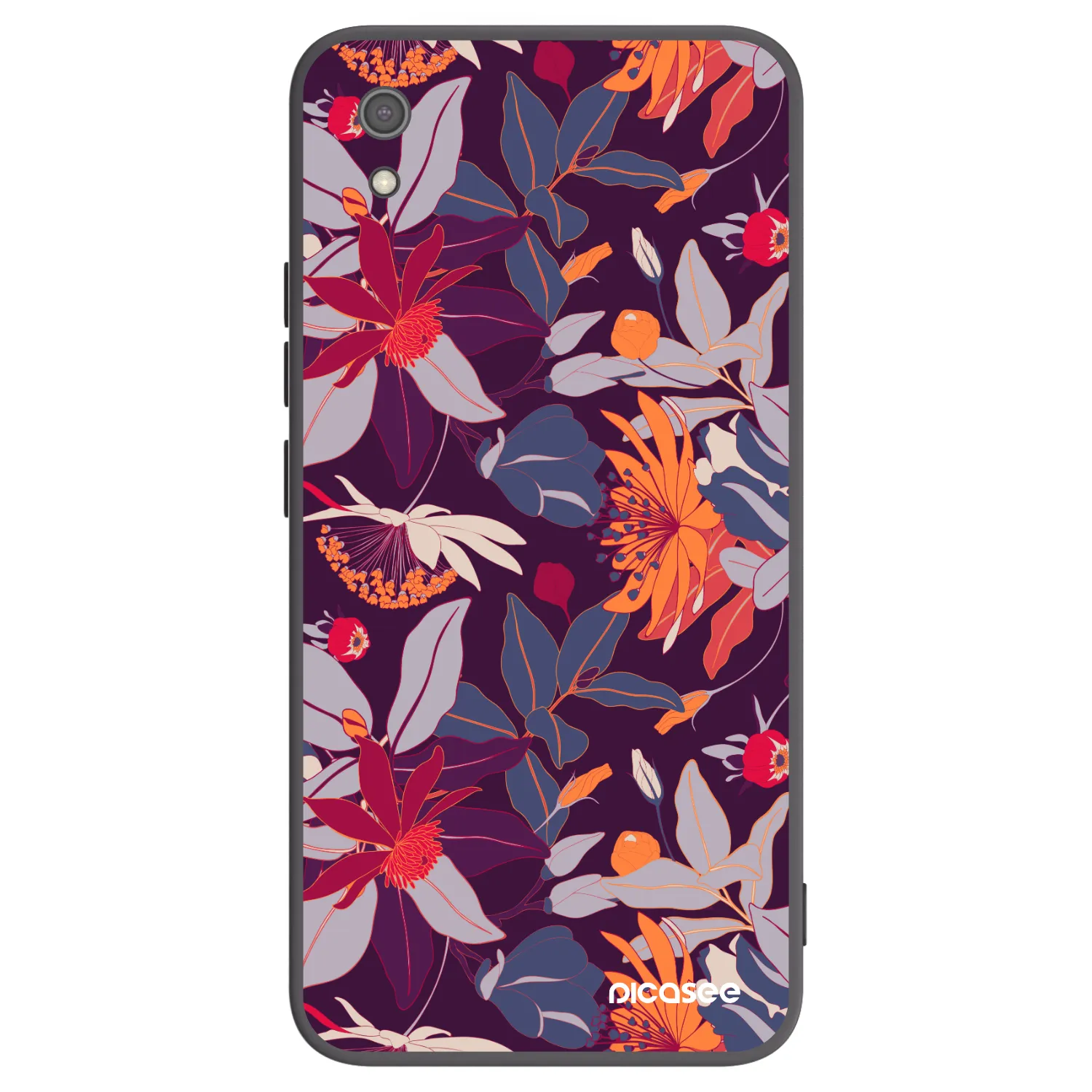 Picasee silikónový čierny obal pre Xiaomi Redmi 7A - Purple Leaf