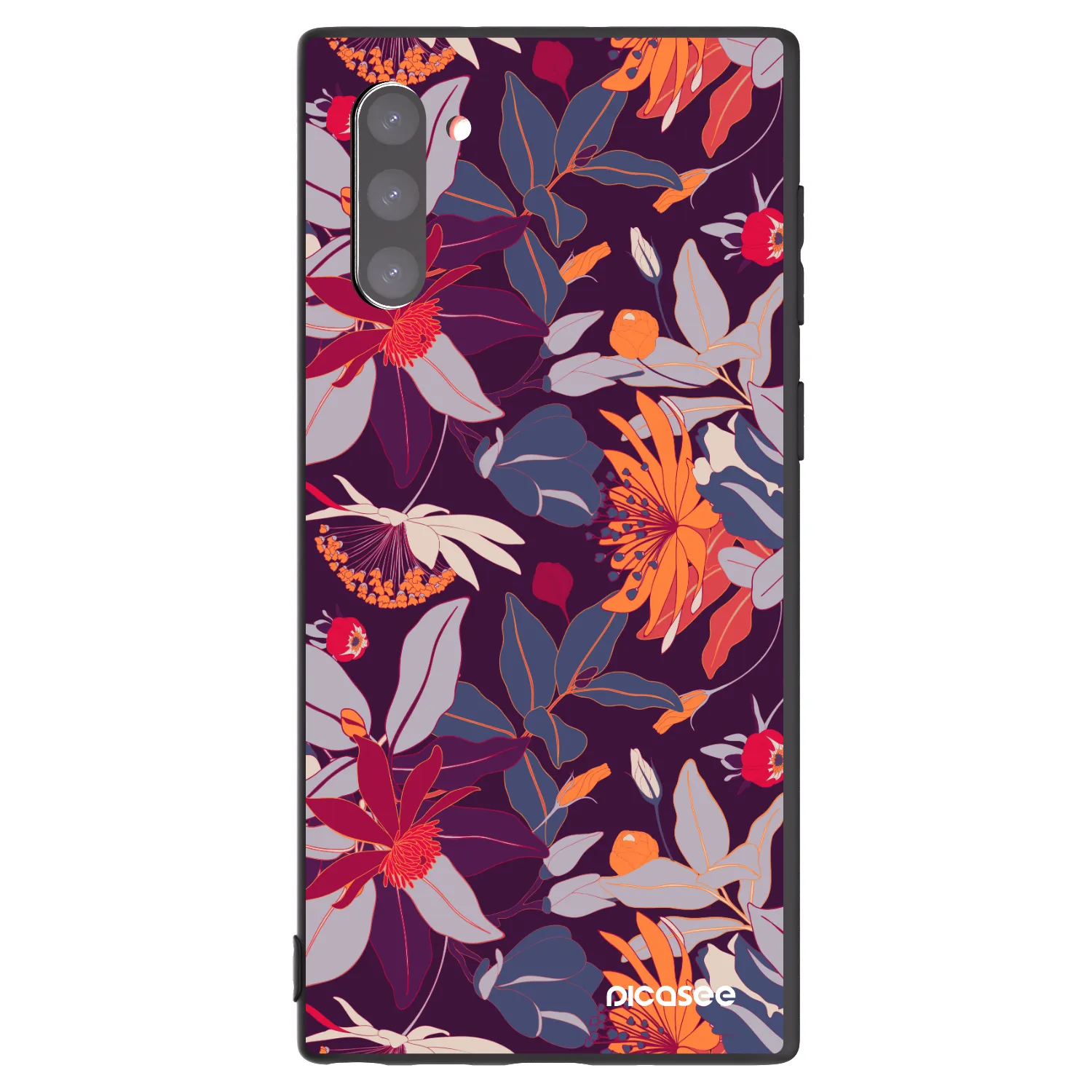 Picasee silikónový čierny obal pre Samsung Galaxy Note 10 N970F - Purple Leaf