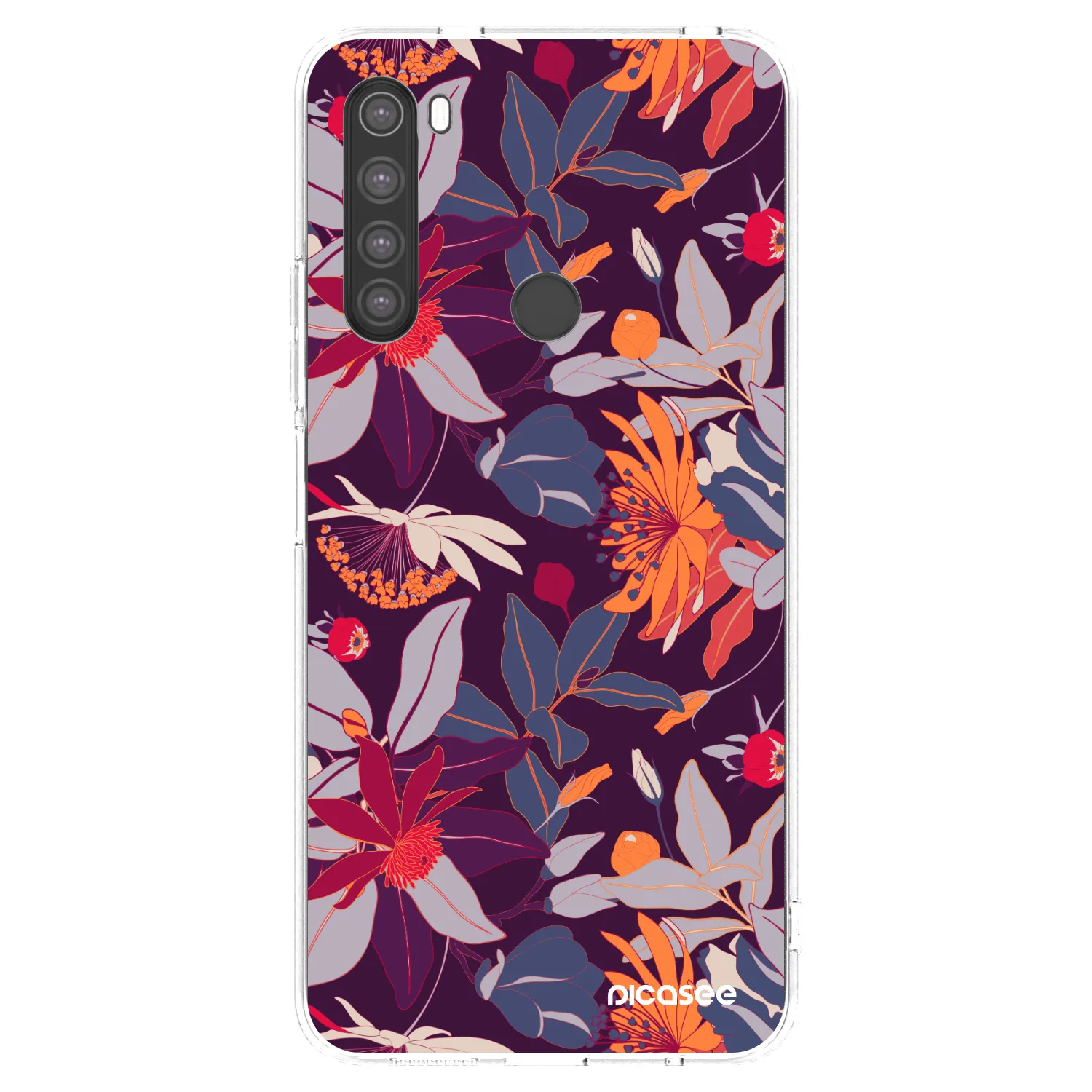 Picasee silikónový prehľadný obal pre Xiaomi Redmi Note 8 - Purple Leaf