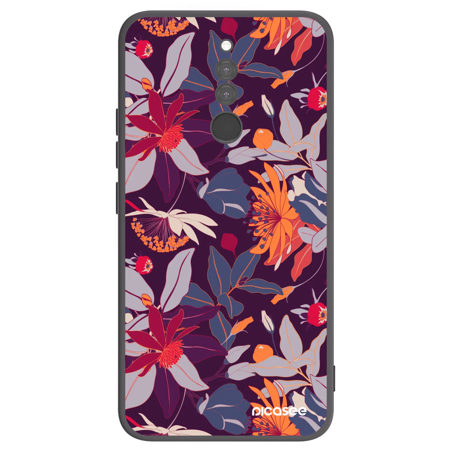 Picasee silikónový čierny obal pre Xiaomi Redmi 8 - Purple Leaf