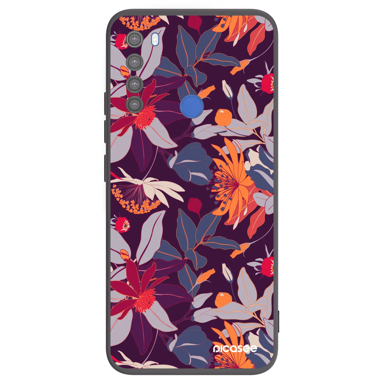 Picasee silikónový čierny obal pre Xiaomi Redmi Note 8T - Purple Leaf