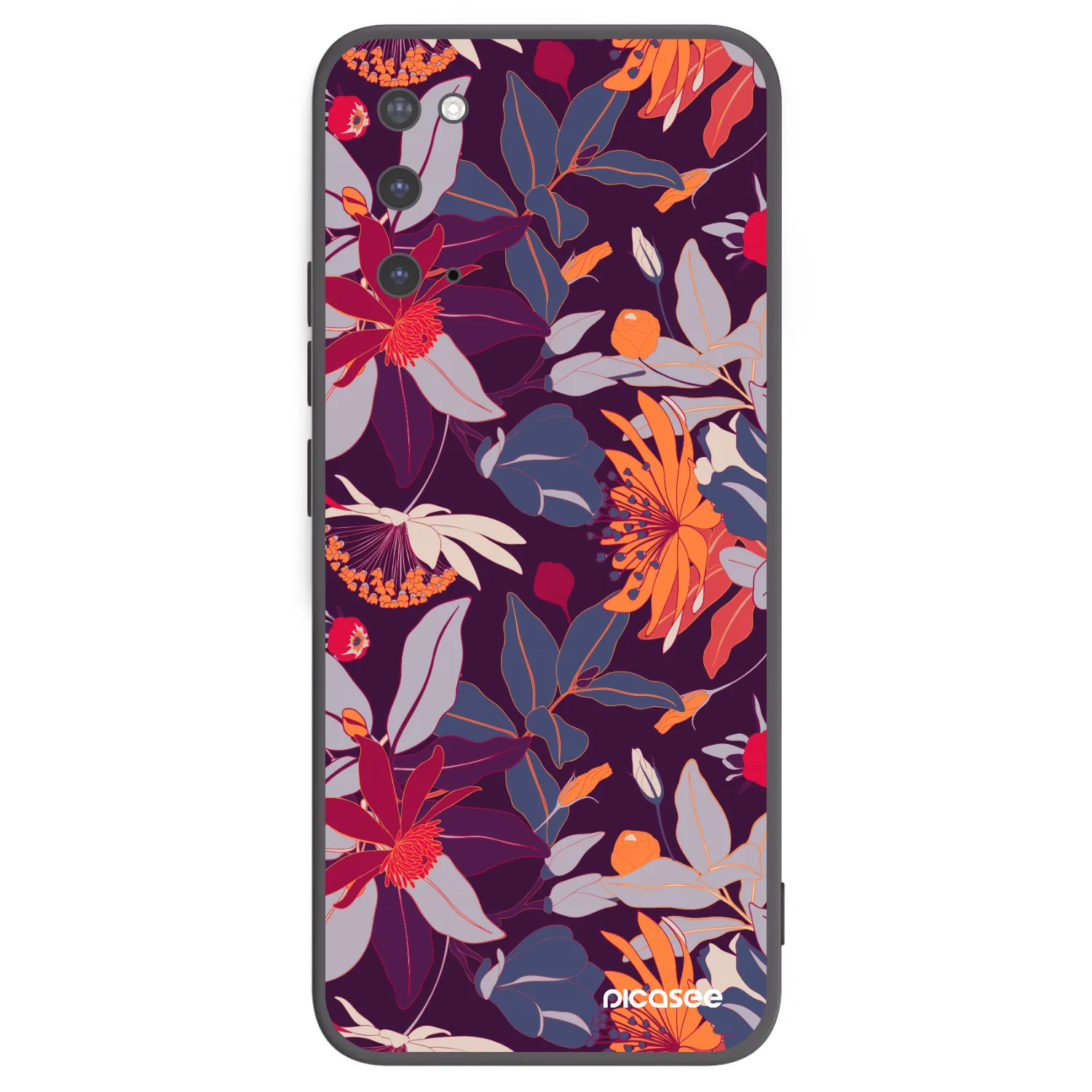 Picasee silikónový čierny obal pre Samsung Galaxy S20 G980F - Purple Leaf