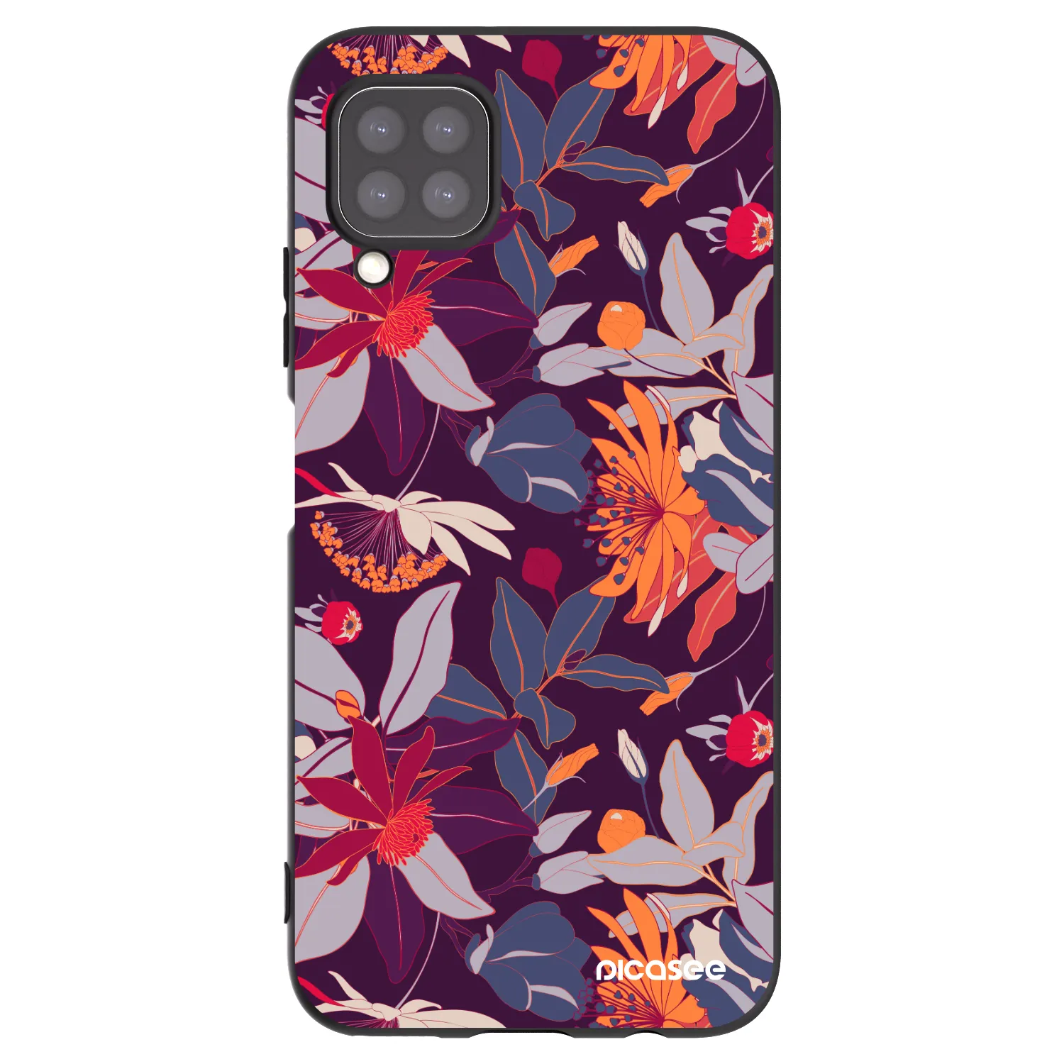 Picasee silikónový čierny obal pre Huawei P40 Lite - Purple Leaf