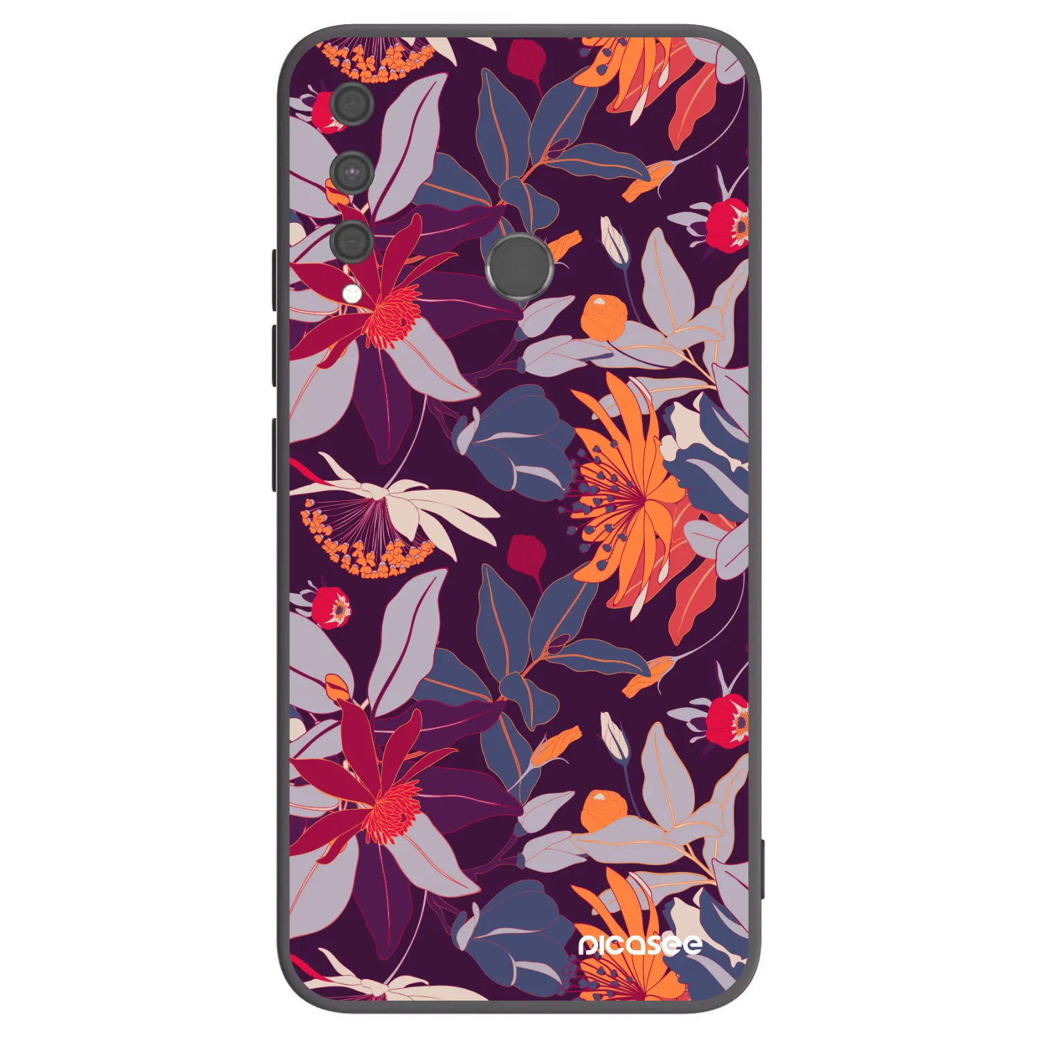 Picasee silikónový čierny obal pre Huawei P40 Lite E - Purple Leaf