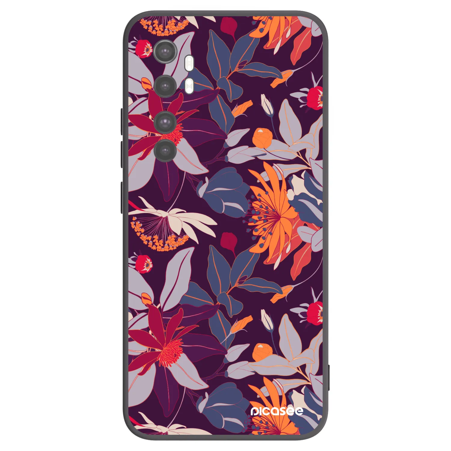 Picasee silikónový čierny obal pre Xiaomi Mi Note 10 Lite - Purple Leaf
