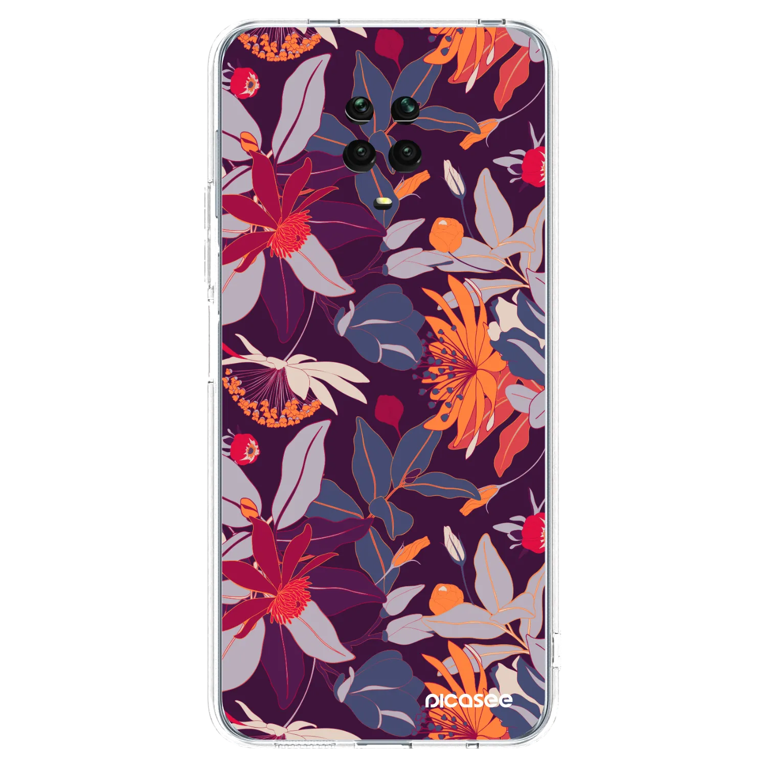 Picasee silikónový prehľadný obal pre Xiaomi Redmi Note 9S - Purple Leaf