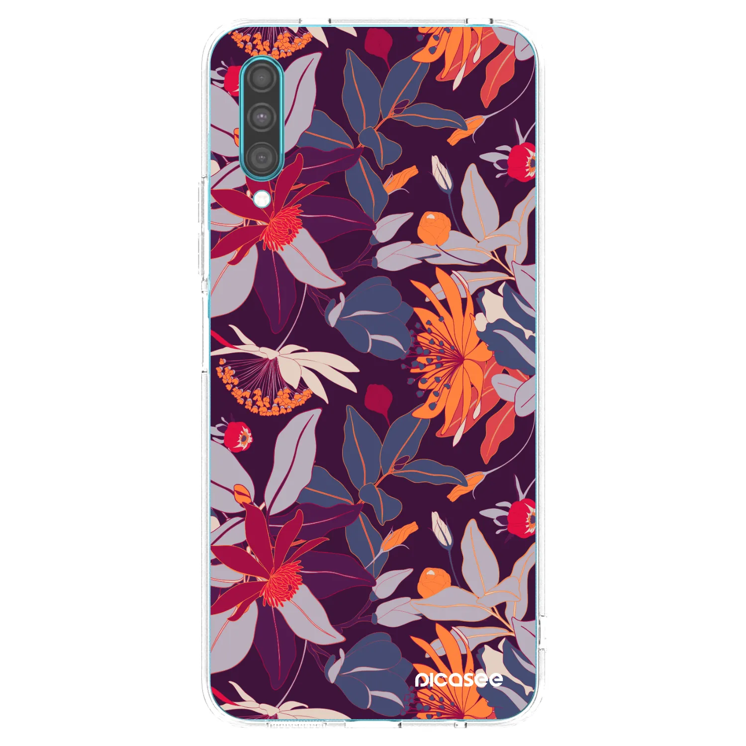 Picasee silikónový prehľadný obal pre Samsung Galaxy A30s A307F - Purple Leaf