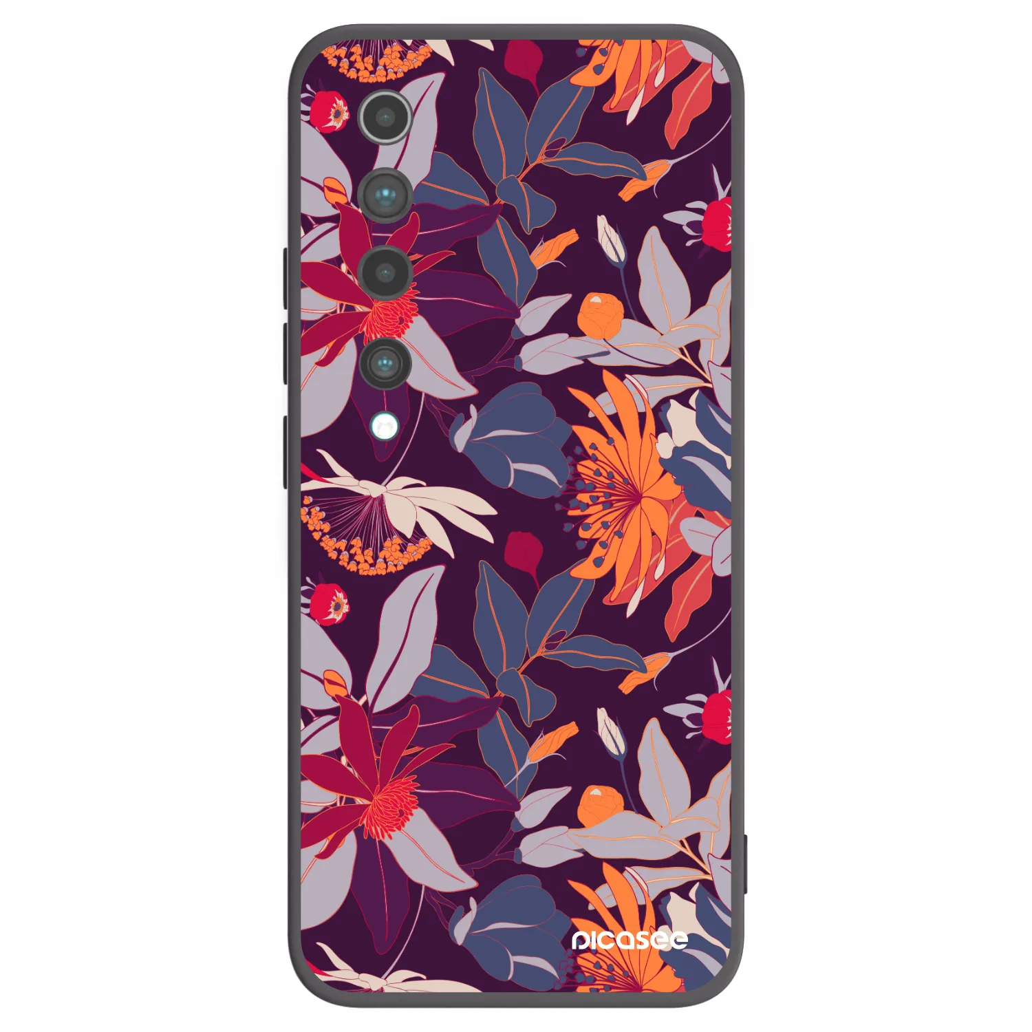 Picasee silikónový čierny obal pre Xiaomi Mi 10 - Purple Leaf