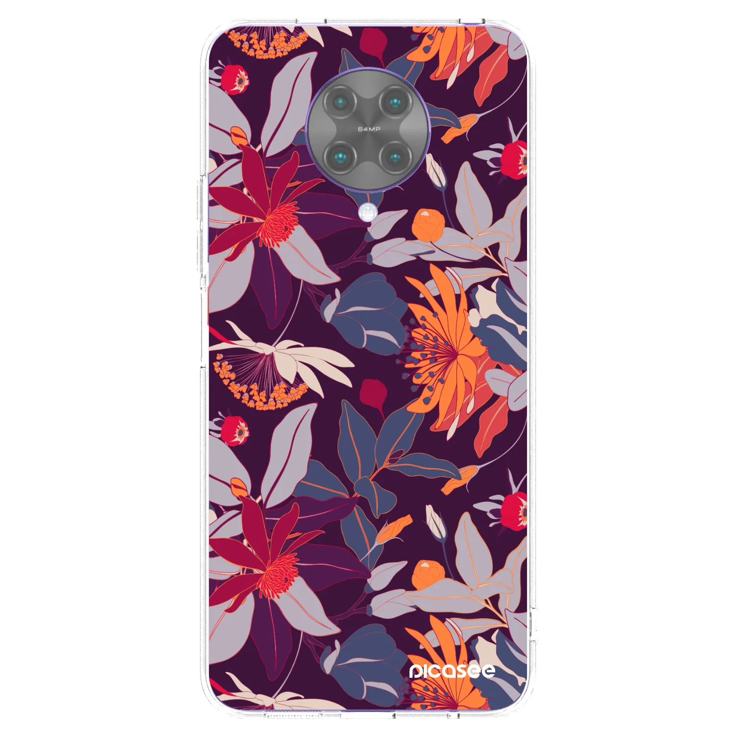 Silikónový prehľadný obal pre Xiaomi Poco F2 Pro - Purple Leaf
