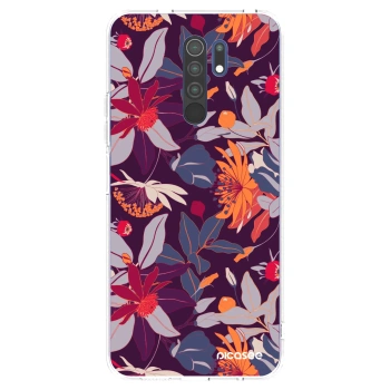 Picasee silikónový prehľadný obal pre Xiaomi Redmi 9 - Purple Leaf