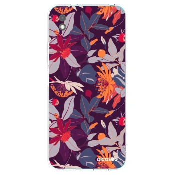 Picasee silikónový čierny obal pre Xiaomi Redmi 9A - Purple Leaf