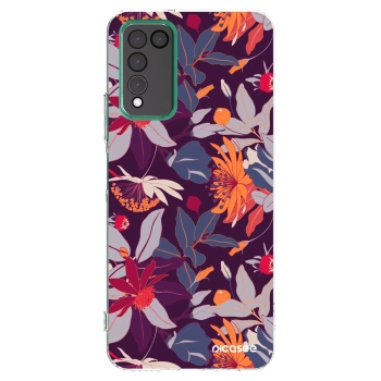 Picasee silikónový prehľadný obal pre Honor 10X Lite - Purple Leaf