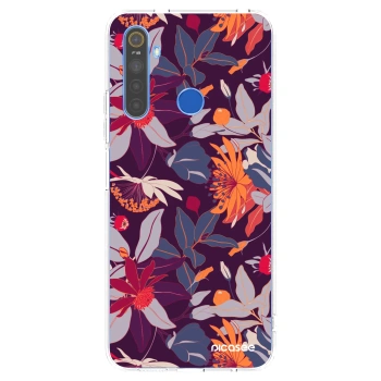 Picasee silikónový prehľadný obal pre Realme 5 - Purple Leaf