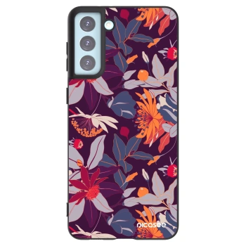 Picasee silikónový čierny obal pre Samsung Galaxy S21+ 5G G996F - Purple Leaf
