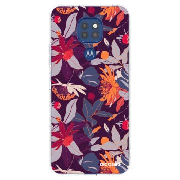 Picasee silikónový prehľadný obal pre Motorola Moto G9 Play - Purple Leaf