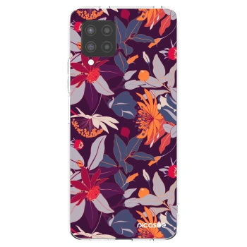 Picasee silikónový prehľadný obal pre Samsung Galaxy A42 A426B - Purple Leaf