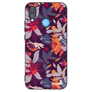 Picasee silikónový čierny obal pre Huawei P20 Lite - Purple Leaf