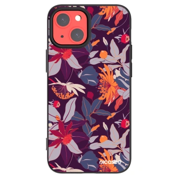 Picasee silikónový čierny obal pre Apple iPhone 13 mini - Purple Leaf