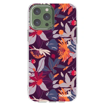 Picasee silikónový prehľadný obal pre Apple iPhone 13 Pro Max - Purple Leaf