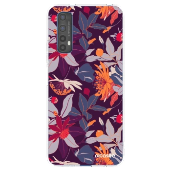Picasee silikónový prehľadný obal pre Realme 7 - Purple Leaf