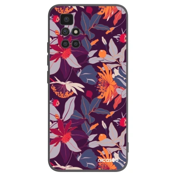 Picasee silikónový čierny obal pre Xiaomi Redmi 10 - Purple Leaf
