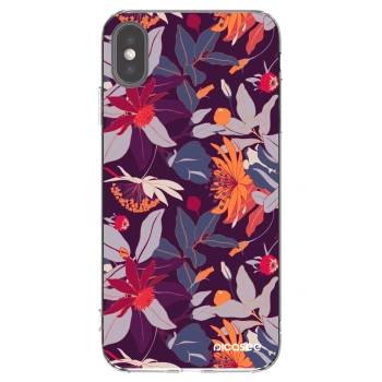 Picasee silikónový prehľadný obal pre Apple iPhone XS Max - Purple Leaf