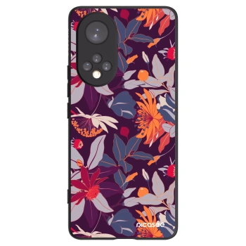 Picasee silikónový čierny obal pre Huawei Nova 9 - Purple Leaf
