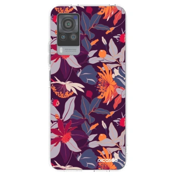 Picasee silikónový prehľadný obal pre Vivo X60 Pro 5G - Purple Leaf