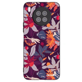 Picasee silikónový čierny obal pre Huawei Nova 8i - Purple Leaf