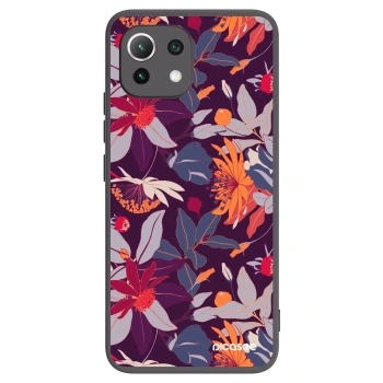 Picasee silikónový čierny obal pre Xiaomi 11 Lite 5G NE - Purple Leaf