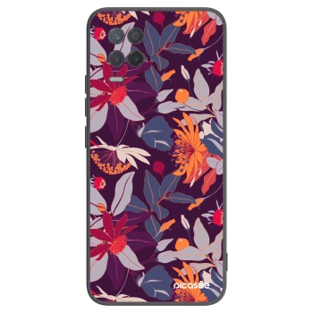 Picasee silikónový čierny obal pre Realme 8 5G - Purple Leaf
