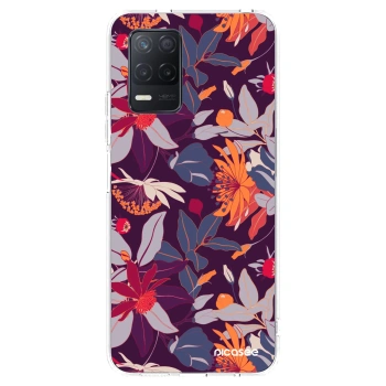 Picasee silikónový prehľadný obal pre Realme 8 5G - Purple Leaf