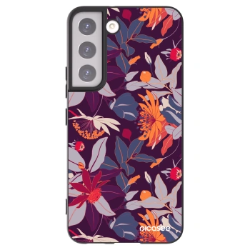 Picasee silikónový čierny obal pre Samsung Galaxy S22 5G - Purple Leaf