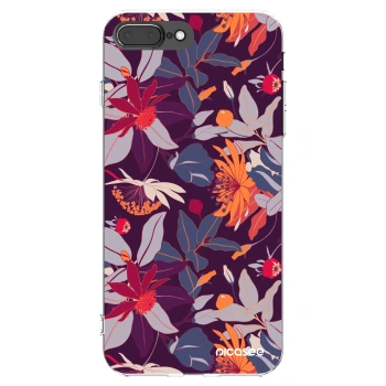 Picasee silikónový prehľadný obal pre Apple iPhone 7 Plus - Purple Leaf