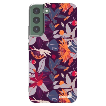 Picasee silikónový prehľadný obal pre Samsung Galaxy S22+ 5G - Purple Leaf