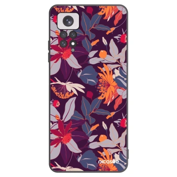 Picasee silikónový čierny obal pre Xiaomi Redmi Note 11 - Purple Leaf