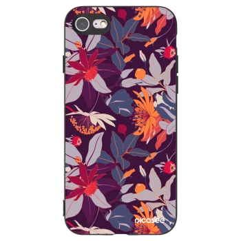 Picasee silikónový čierny obal pre Apple iPhone SE 2022 - Purple Leaf